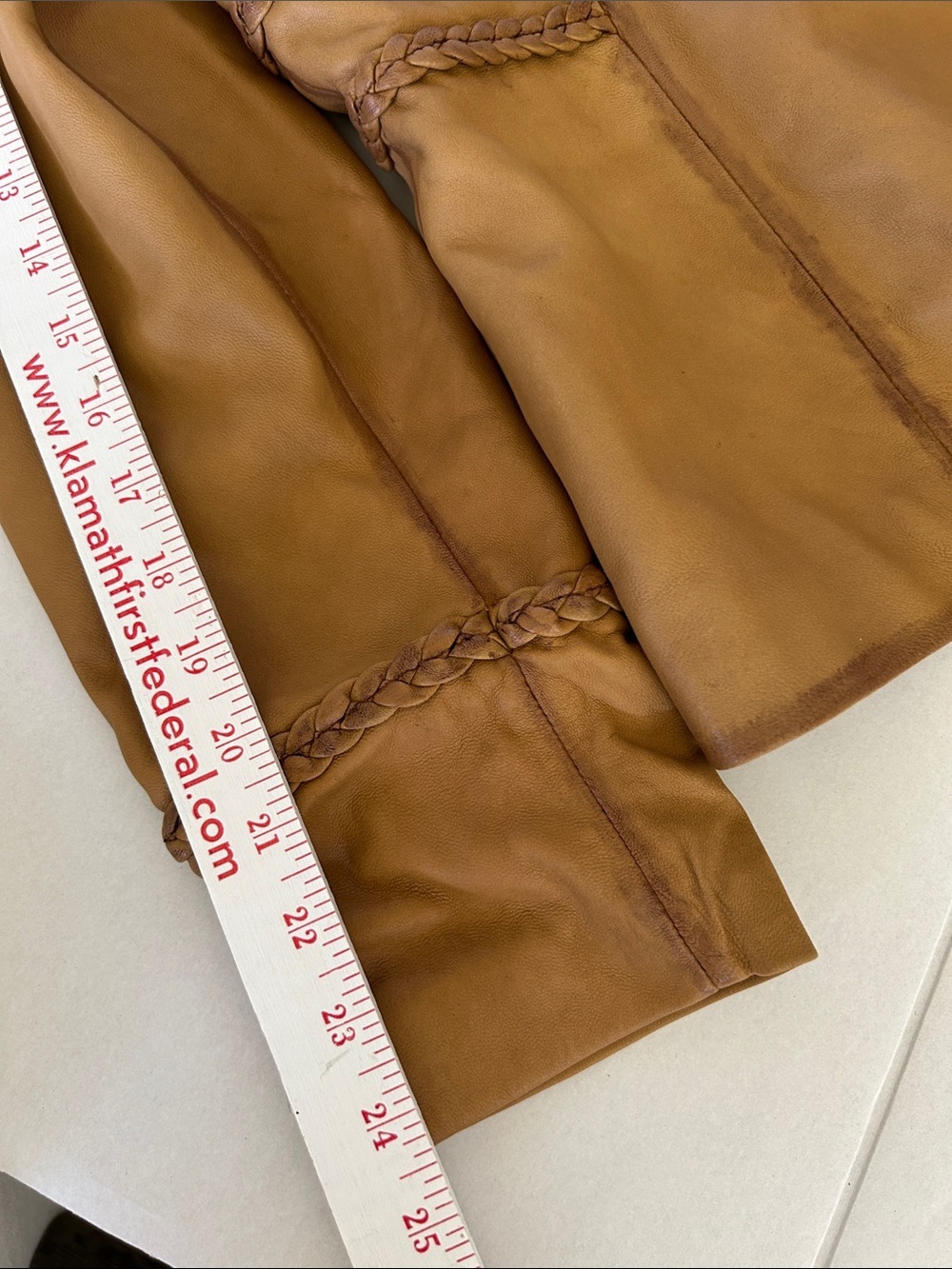 MONTANACO WOMENS SOFT VINTAGE BRAIDED LEATHER COAT SZ XL - Picture 12 of 12